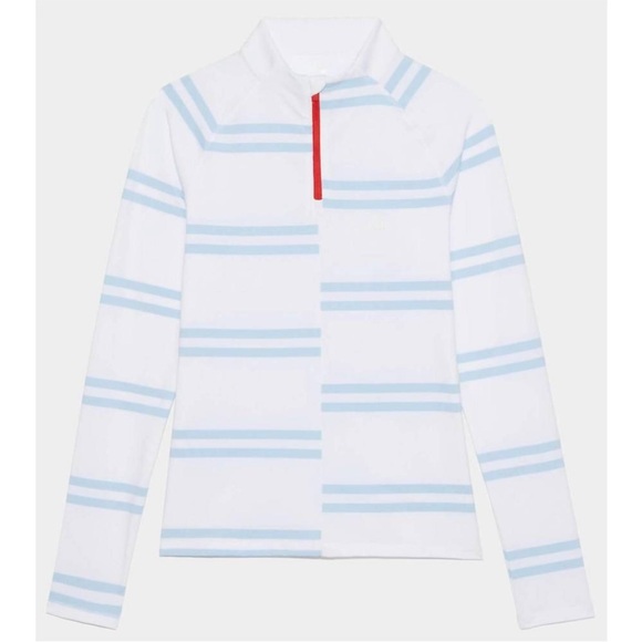 G/FORE Tops - G/FORE White Top with Blue Stripes and Red Accent Pullover